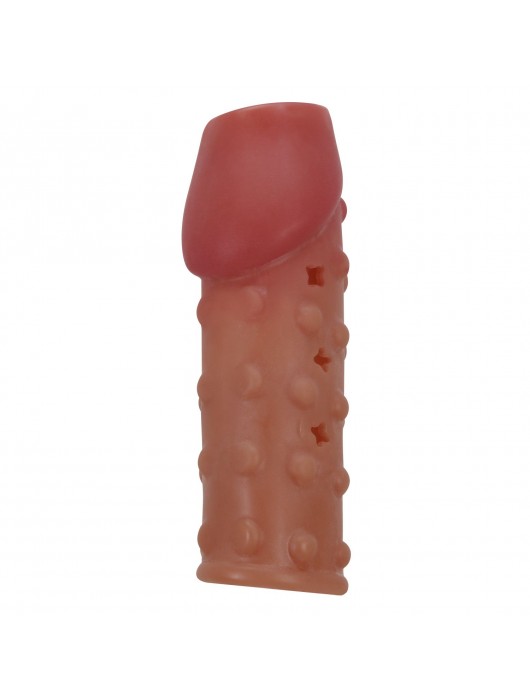 Телесная открытая насадка на пенис с бугорками - 19,8 см. - Baile - в Ельце купить с доставкой