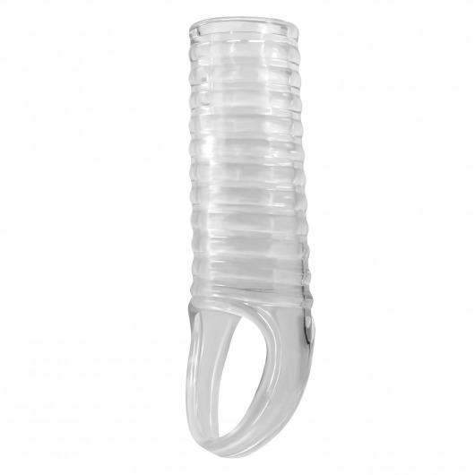 Прозрачная насадка на пенис с ребрышками и подхватом мошонки - Baile - в Ельце купить с доставкой
