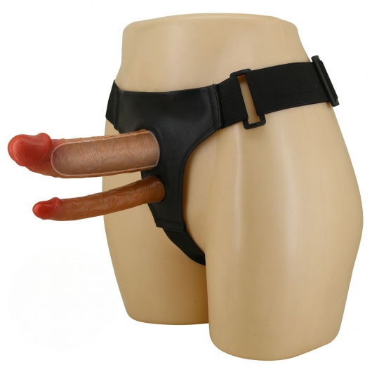 Темно-бежевый фаллопротез для двойного проникновения - 17,5 см. - Baile - купить с доставкой в Ельце