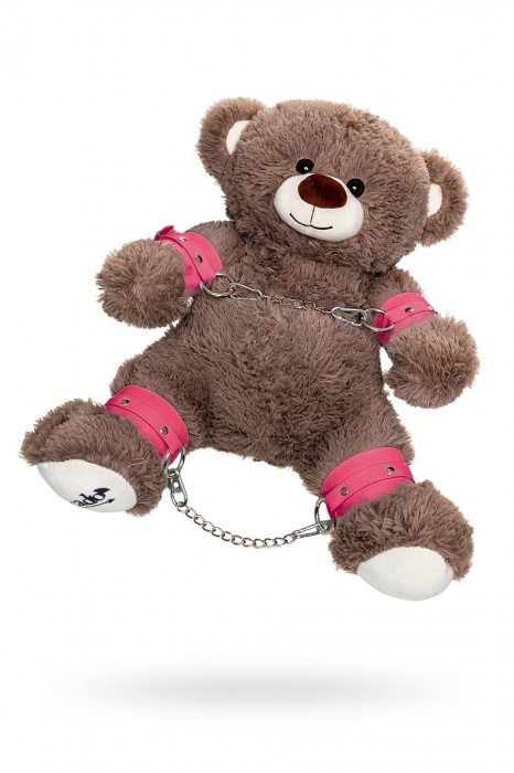 Бондажный набор: бурый мишка с розовыми оковами и наручниками - Pecado - купить с доставкой в Ельце