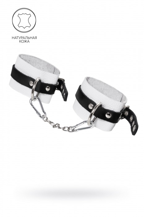 Бело-черные мягкие оковы с одним ремешком и люверсами - Pecado - купить с доставкой в Ельце