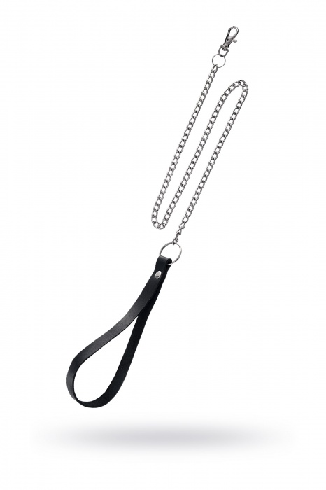 Поводок с ручкой из черной натуральной кожи и карабином для ошейника - Pecado - купить с доставкой в Ельце