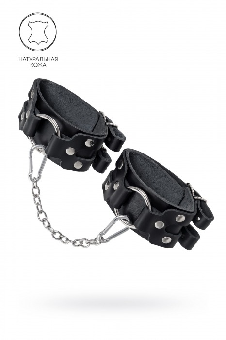 Черные кожаные оковы с двумя ремешками - Pecado - купить с доставкой в Ельце