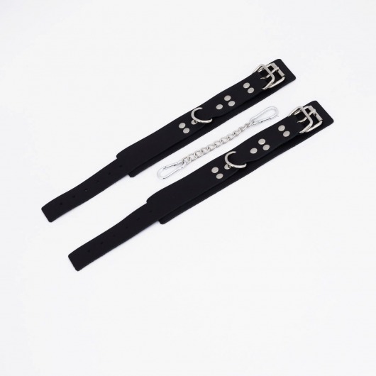 Черные кожаные оковы с регулируемыми ремешками - Crazy Handmade - купить с доставкой в Ельце