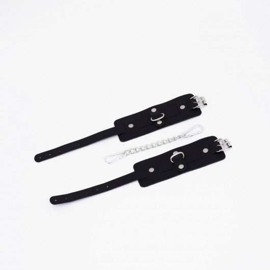 Черные кожаные оковы с хромированной фурнитурой - Crazy Handmade - купить с доставкой в Ельце