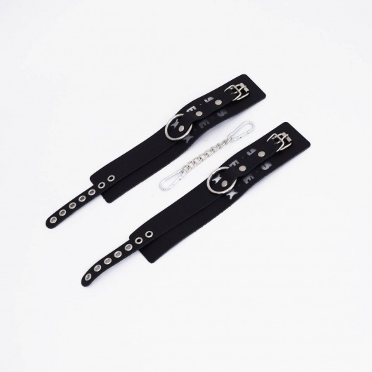 Черные кожаные оковы Sex - Crazy Handmade - купить с доставкой в Ельце