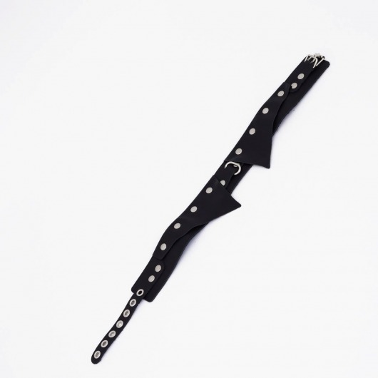 Черный однослойный кожаный ошейник с имитацией воротничка - Crazy Handmade - купить с доставкой в Ельце