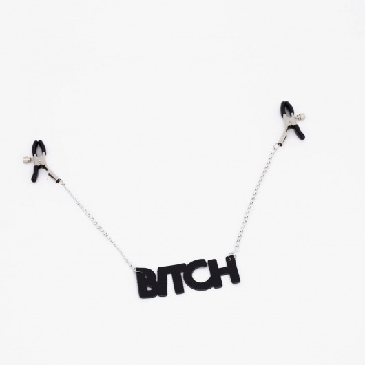 Зажимы на соски с кожаной подвеской Bitch - Crazy Handmade - купить с доставкой в Ельце
