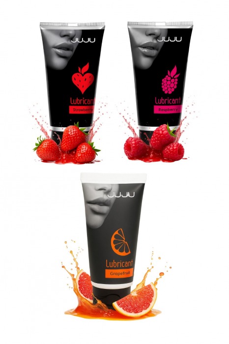 Набор из 3 съедобных лубрикантов JUJU (клубника, малина, грейпфрут) - JuJu - купить с доставкой в Ельце