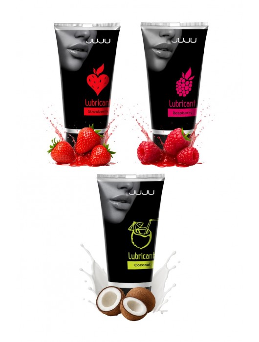 Набор из 3 съедобных лубрикантов JUJU (клубника, малина, кокос) - JuJu - купить с доставкой в Ельце