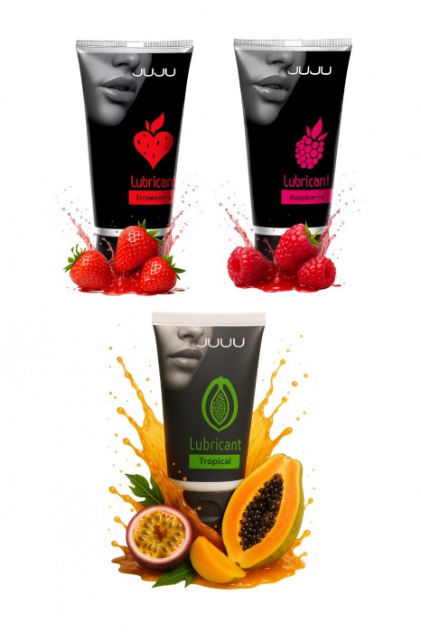 Набор из 3 съедобных лубрикантов JUJU (клубника, малина, тропические фрукты) - JuJu - купить с доставкой в Ельце