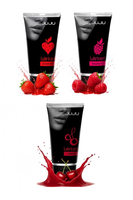 Набор из 3 съедобных лубрикантов JUJU (клубника, малина, вишня) - JuJu - купить с доставкой в Ельце
