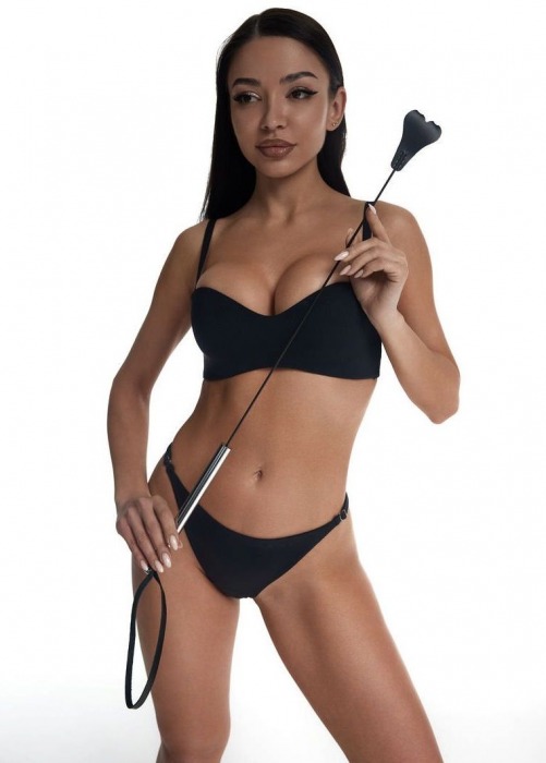 Стек с черным кожаным наконечником в виде сердца и металлической ручкой - 67 см. - Crazy Handmade - купить с доставкой в Ельце