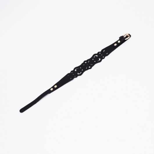 Черный ажурный чокер с золотистой фурнитурой - Crazy Handmade - купить с доставкой в Ельце