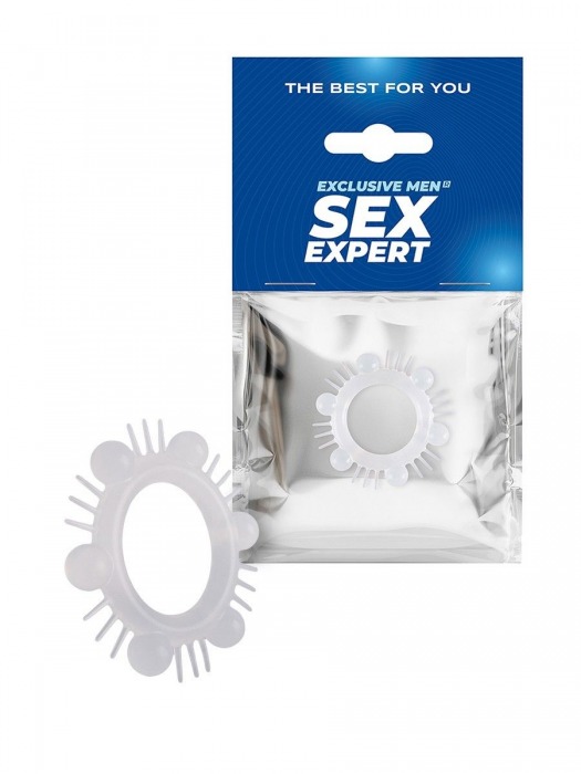 Эластичное эрекционное кольцо с шипиками и шариками - Sex Expert - в Ельце купить с доставкой