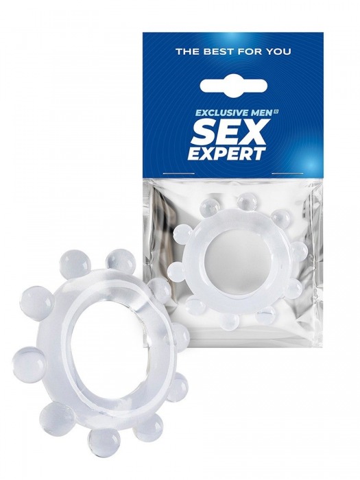 Прозрачное эрекционное кольцо со стимулирующими шариками - Sex Expert - в Ельце купить с доставкой