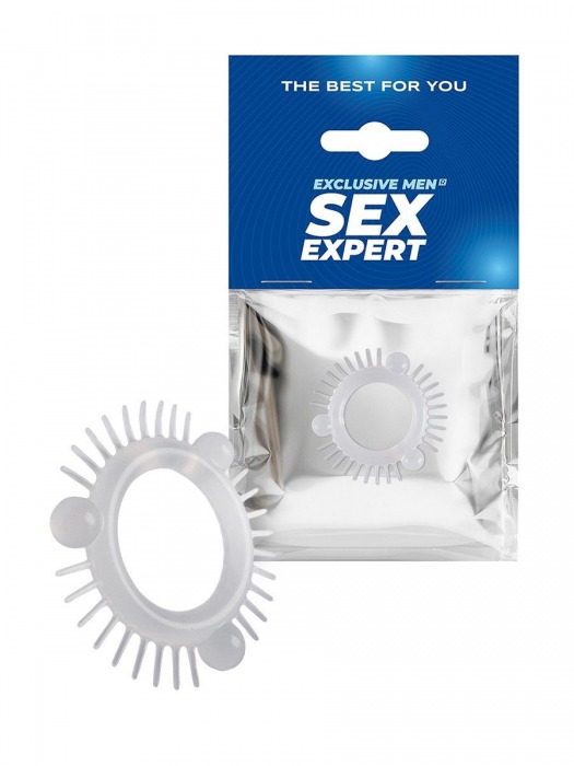 Эластичное эрекционное кольцо с 3 шариками и шипами - Sex Expert - в Ельце купить с доставкой