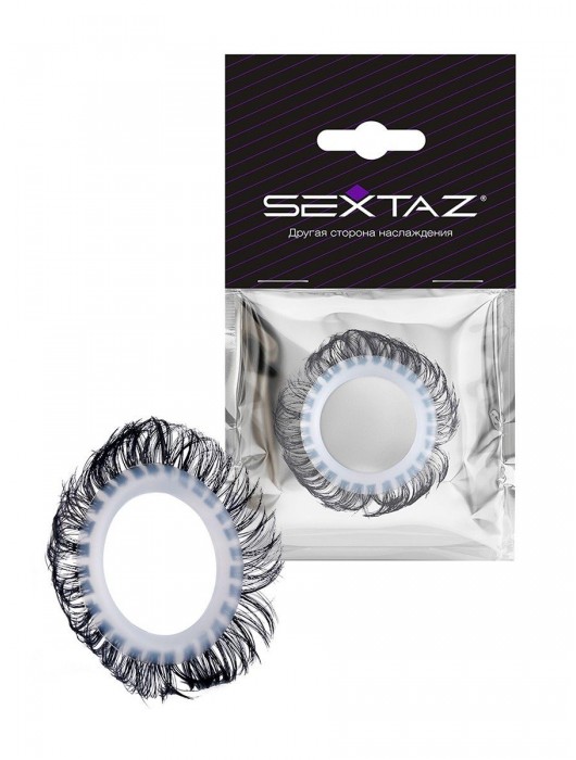 Эластичное эрекционное колечко с черными «ресничками» - Sextaz - в Ельце купить с доставкой