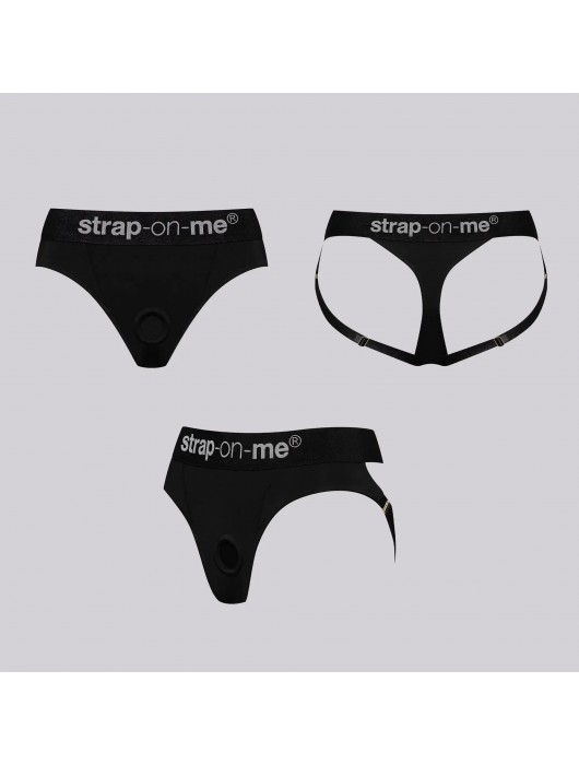 Черные трусики для фиксации насадок Harness Lingerie Heroine XS - Strap-on-me - купить с доставкой в Ельце