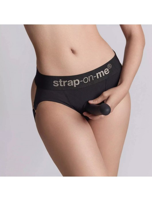 Черные трусики для фиксации насадок Harness Lingerie Heroine XS - Strap-on-me - купить с доставкой в Ельце