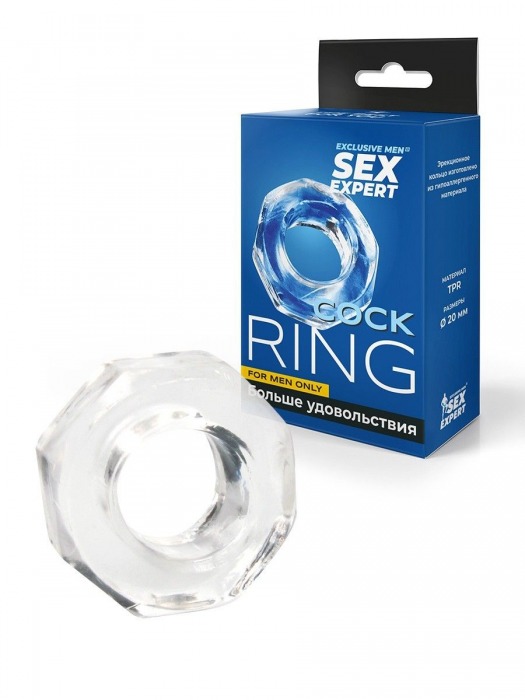 Прозрачное эрекционное кольцо в форме гайки - Sex Expert - в Ельце купить с доставкой
