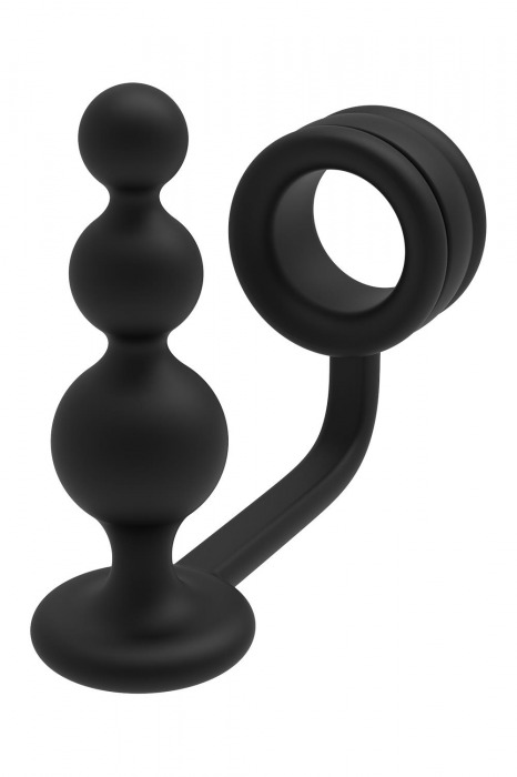 Черное эрекционное кольцо с анальной елочкой Cockring With Beaded Anal Plug - Dream Toys - в Ельце купить с доставкой