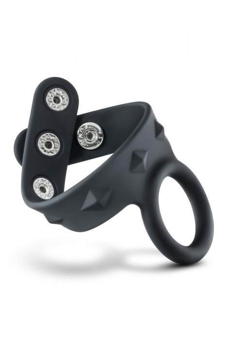 Черное эрекционное кольцо с подхватом мошонки на кнопках VS6 - Blush Novelties - в Ельце купить с доставкой