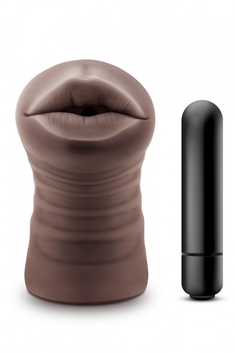 Коричневый мастурбатор-ротик Krystal Vibrating Masturbator - Blush Novelties - в Ельце купить с доставкой