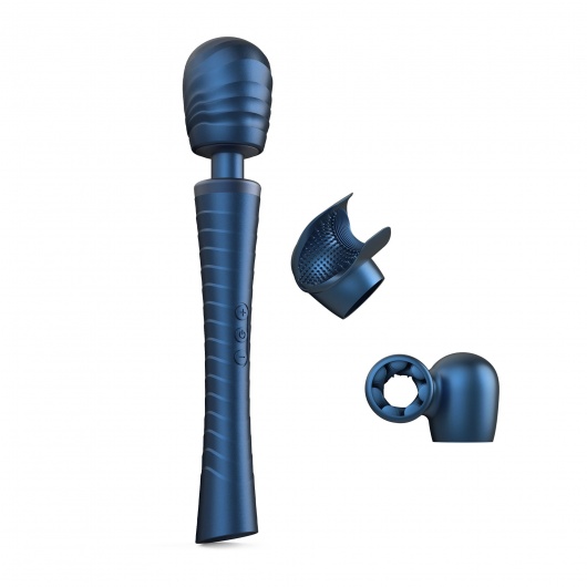 Синий вибромассажёр с насадками Man.wand Edgy - Manwan - в Ельце купить с доставкой