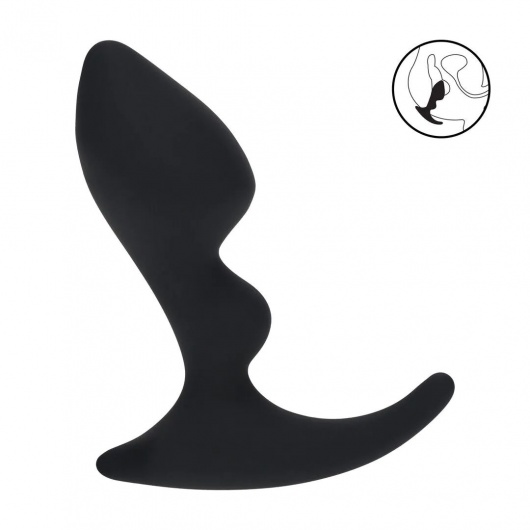 Черная анальная пробка для массажа простаты Double Ripple Silicone Prostate Massager - Shots Media BV - в Ельце купить с доставкой