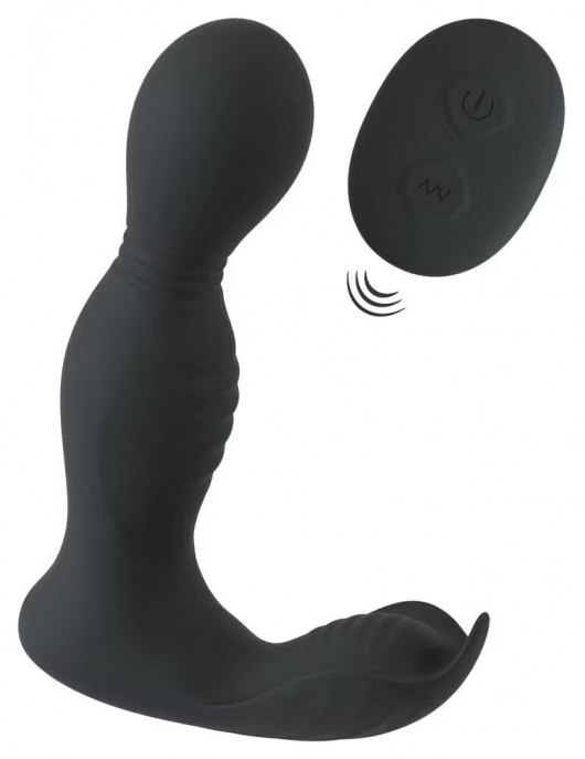 Черная анальная пробка с вибрацией, вращением и пультом ДУ RC Butt Plug with 2 Functions - Orion - в Ельце купить с доставкой