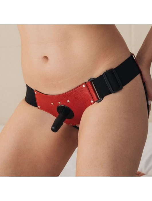 Красные трусики со штырьком для насадки - БДСМ Арсенал - купить с доставкой в Ельце