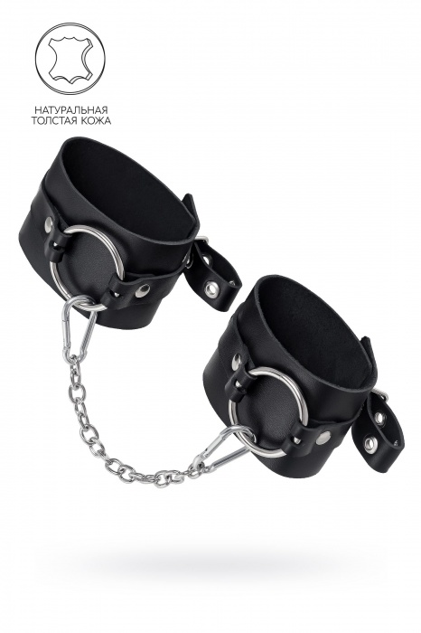 Черные оковы из толстой кожи с люверсами - Pecado - купить с доставкой в Ельце