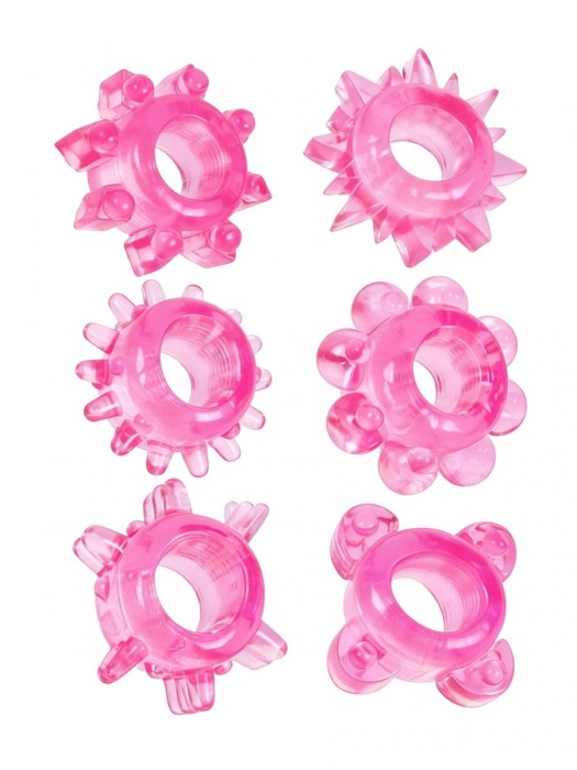 Набор из 6 розовых эрекционных колец с различным рельефом - Erowoman-Eroman - в Ельце купить с доставкой