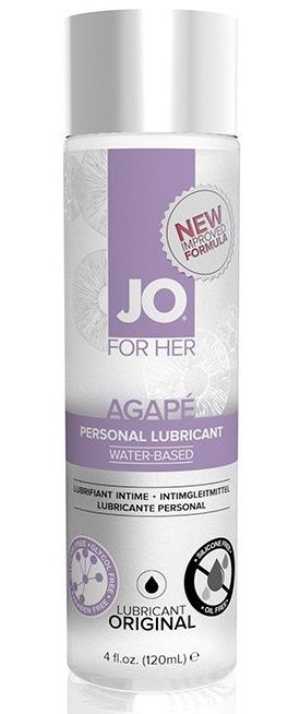 Женский лубрикант на водной основе JO AGAPE LUBRICANT ORIGINAL - 120 мл. - System JO - купить с доставкой в Ельце