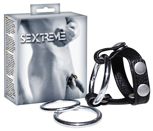 Подхват для мошонки с 3 съемными эрекционными кольцами Leder-Riemen - Orion - в Ельце купить с доставкой