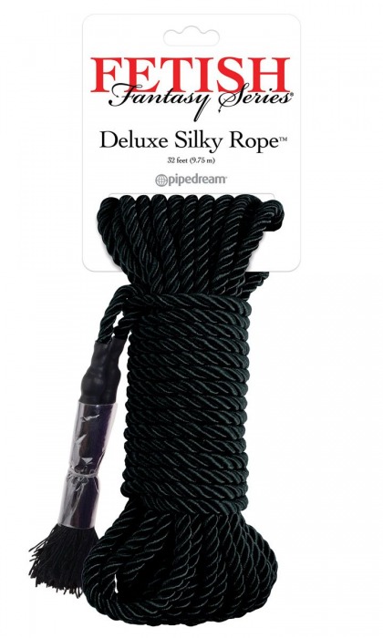 Черная веревка для фиксации Deluxe Silky Rope - 9,75 м. - Pipedream - купить с доставкой в Ельце