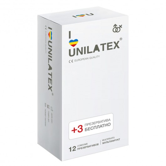 Разноцветные ароматизированные презервативы Unilatex Multifruit  - 12 шт. + 3 шт. в подарок - Unilatex - купить с доставкой в Ельце