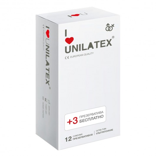 Ультратонкие презервативы Unilatex Ultra Thin - 12 шт. + 3 шт. в подарок - Unilatex - купить с доставкой в Ельце