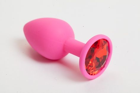 Розовая анальная пробка с красным кристаллом - 9,5 см. - 4sexdreaM - купить с доставкой в Ельце