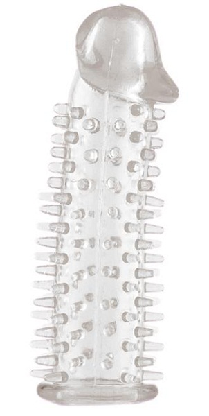 Прозрачная насадка на половой член с закрытой головкой и шипами - 12,5 см. - Toyfa Basic - в Ельце купить с доставкой