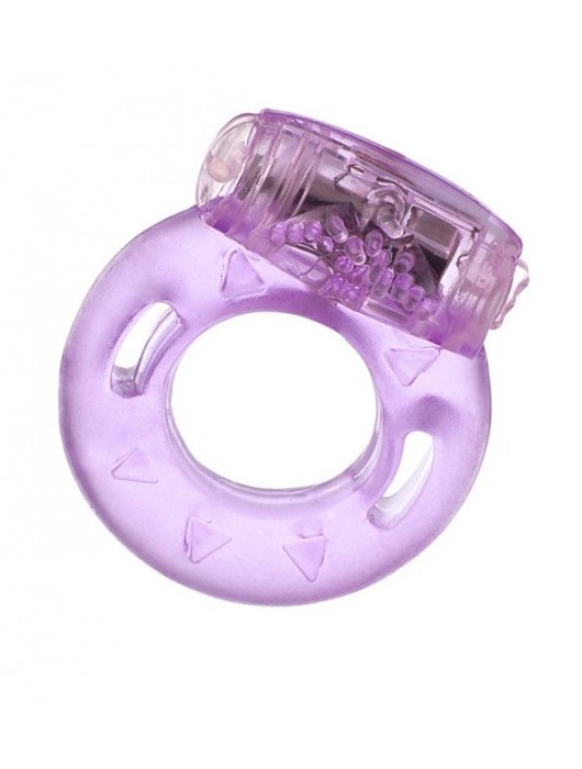 Фиолетовое эрекционное кольцо с виброэлементом в верхней части - Toyfa Basic - в Ельце купить с доставкой