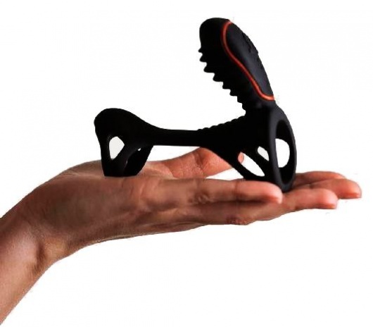 Чёрная насадка на фаллос Gladiator + LRS  с трехкнопочным пультом управления - Adrien Lastic - в Ельце купить с доставкой