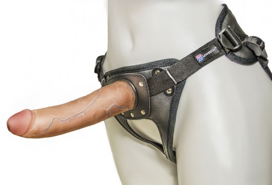Насадка-фаллоимитатор на кожаных трусиках Harness Ultra Realistic 7  - 18 см. - LOVETOY (А-Полимер) - купить с доставкой в Ельце