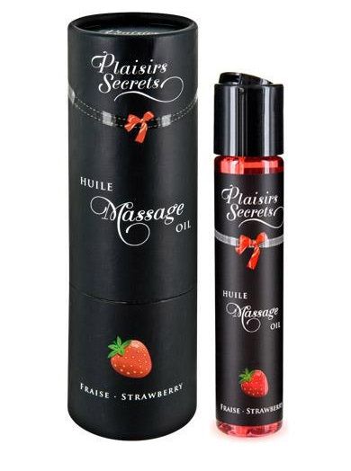 Массажное масло с ароматом клубники Huile de Massage Gourmande Fraise des Bois - 59 мл. - Plaisir Secret - купить с доставкой в Ельце