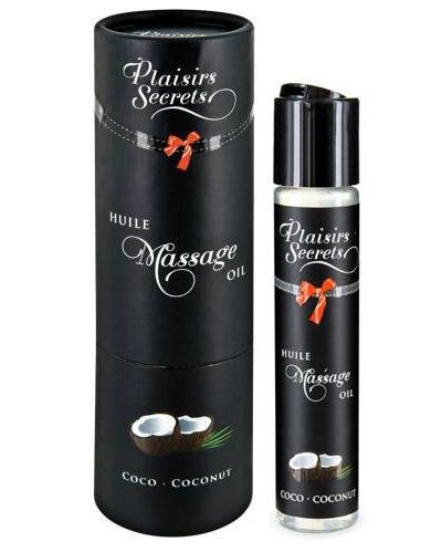 Массажное масло с ароматом кокоса Huile de Massage Gourmande Coco - 59 мл. - Plaisir Secret - купить с доставкой в Ельце