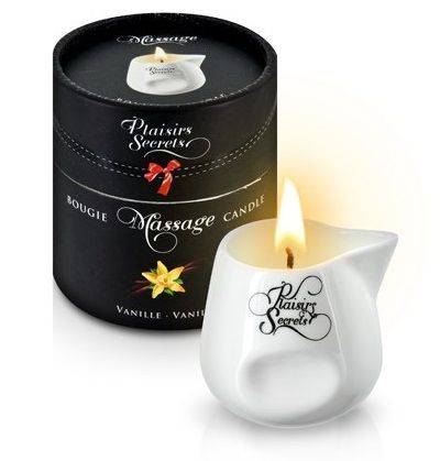 Массажная свеча с ароматом ванили Bougie Massage Gourmande Vanille - 80 мл. - Plaisir Secret - купить с доставкой в Ельце