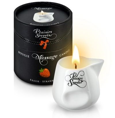 Массажная свеча с ароматом клубники Bougie de Massage Gourmande Fraise - 80 мл. - Plaisir Secret - купить с доставкой в Ельце