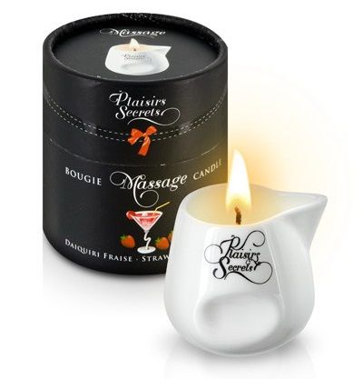 Массажная свеча с ароматом клубничного дайкири Bougie de Massage Daikiri Fraise - 80 мл. - Plaisir Secret - купить с доставкой в Ельце
