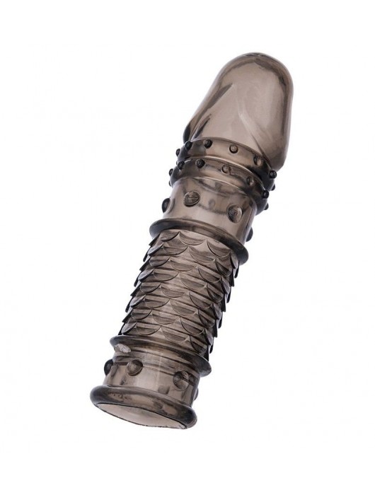 Дымчатая закрытая насадка ToyFa XLover с чешуйками и пупырышками - 13,5 см. - ToyFa - в Ельце купить с доставкой